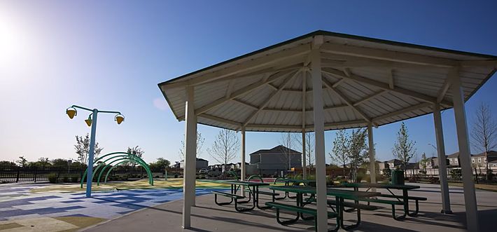 Covered pavilion and splash pad