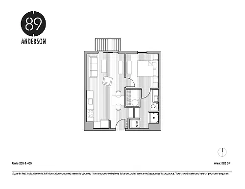 Floor plan 89 Anderson 1BD Plan A