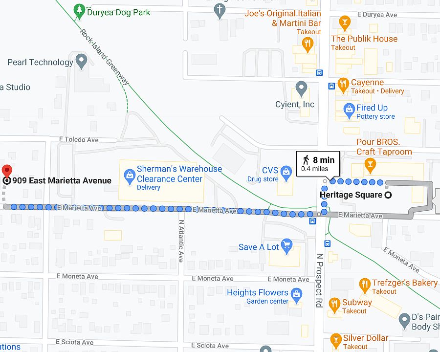 8 minutes walk to great restaurants!