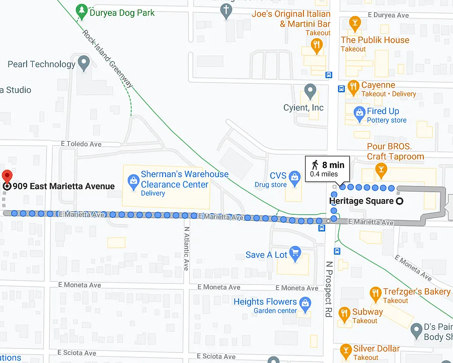 8 minutes walk to great restaurants!