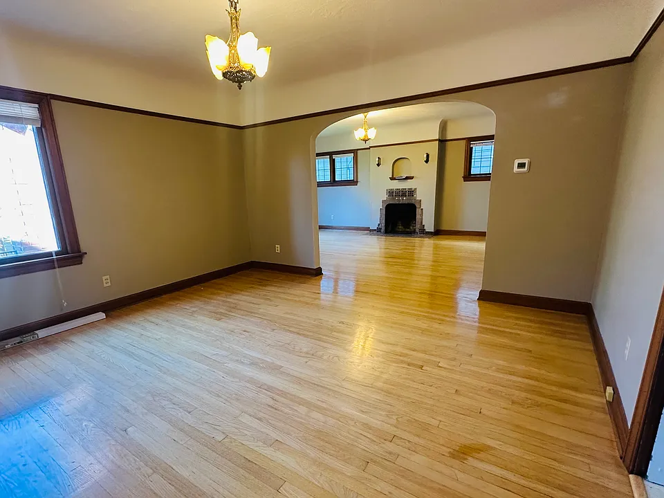 Dining room looking into living room