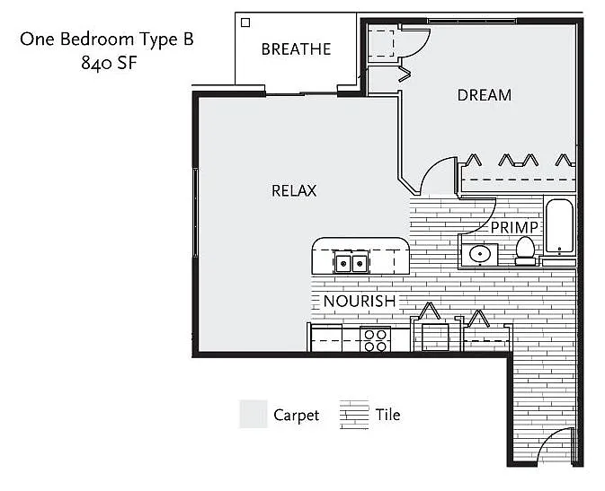Floor plan One Bedroom B