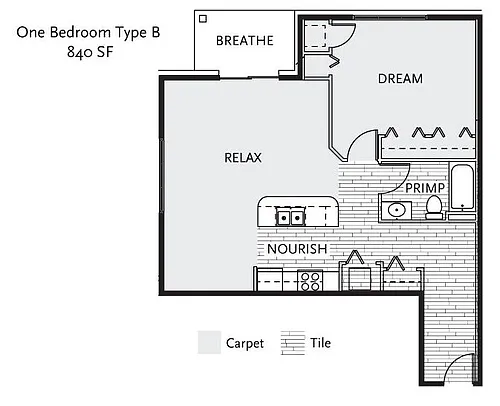 Floor plan One Bedroom B