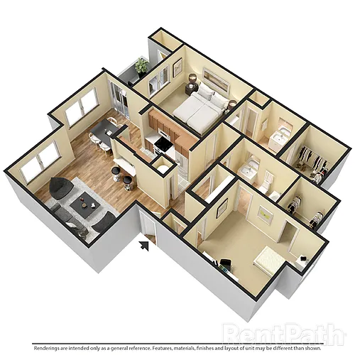 Floor plan 2L2 - 2 Bdrm, 2 Bath-LARGE