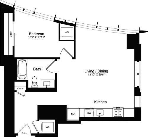 Floor plan 1 Bedroom O