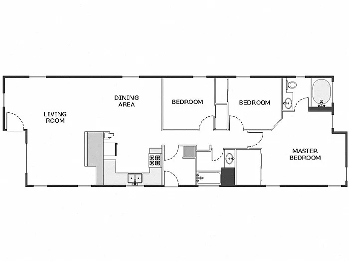 Floor plan 3 Bed / 2 Bath: Type G