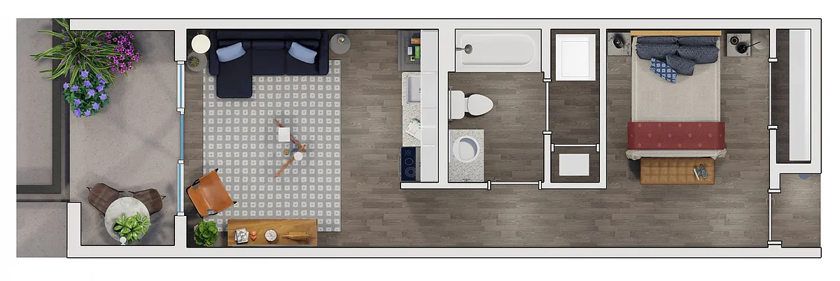 Floor plan Building 3: S3-E | Studio Plus - Furnished