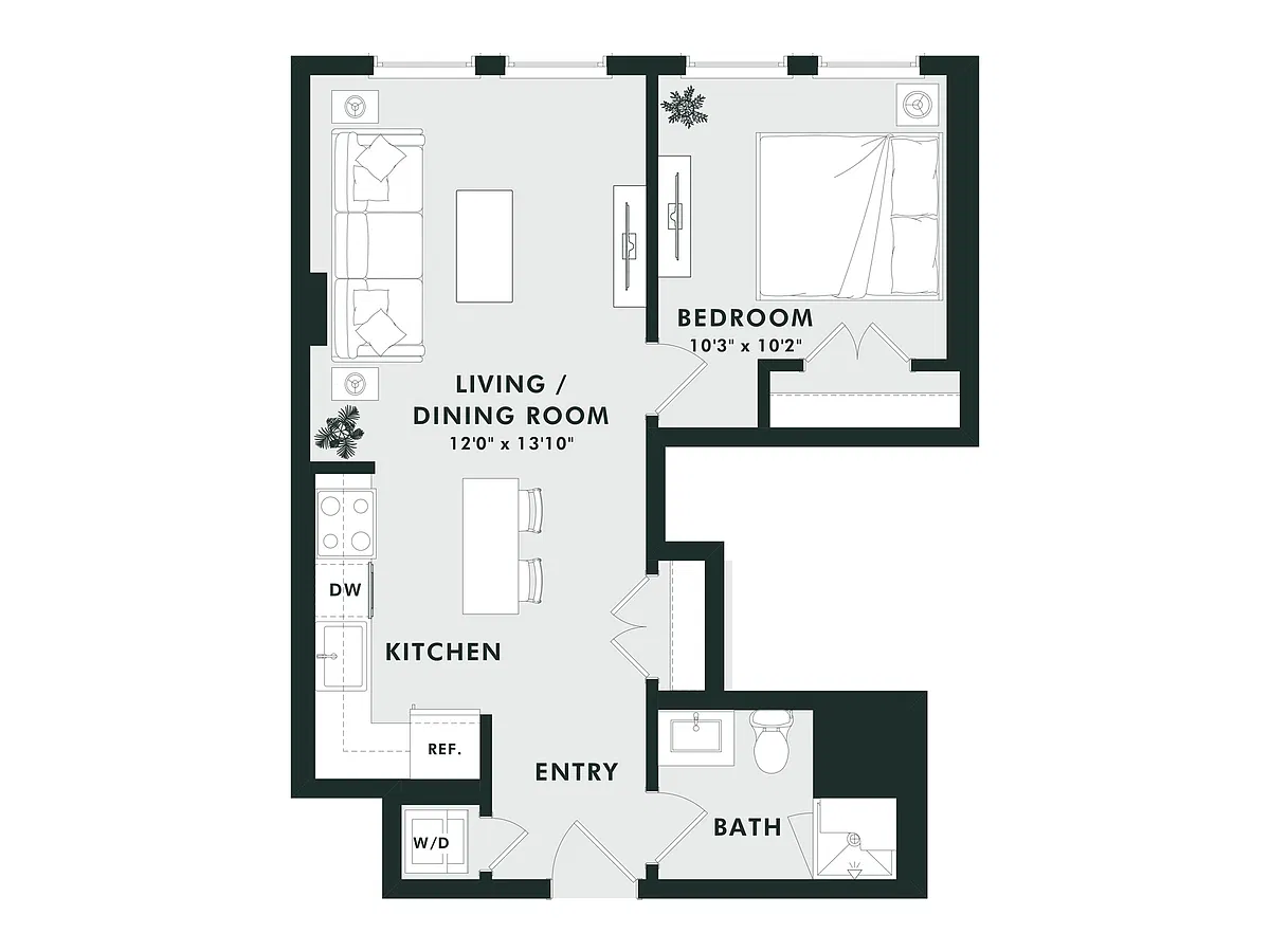 Floor plan B7.2 | 1 Bed | 1 Bath
