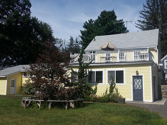 A's Garage to kitchen entrance; B's deck; C in blue