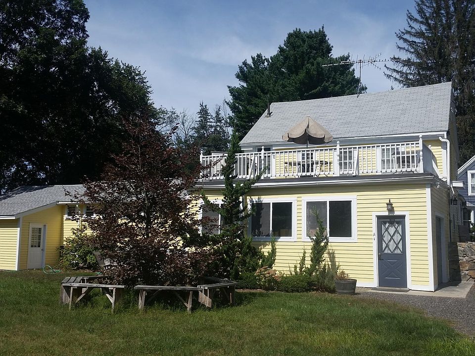 A's Garage to kitchen entrance; B's deck; C in blue