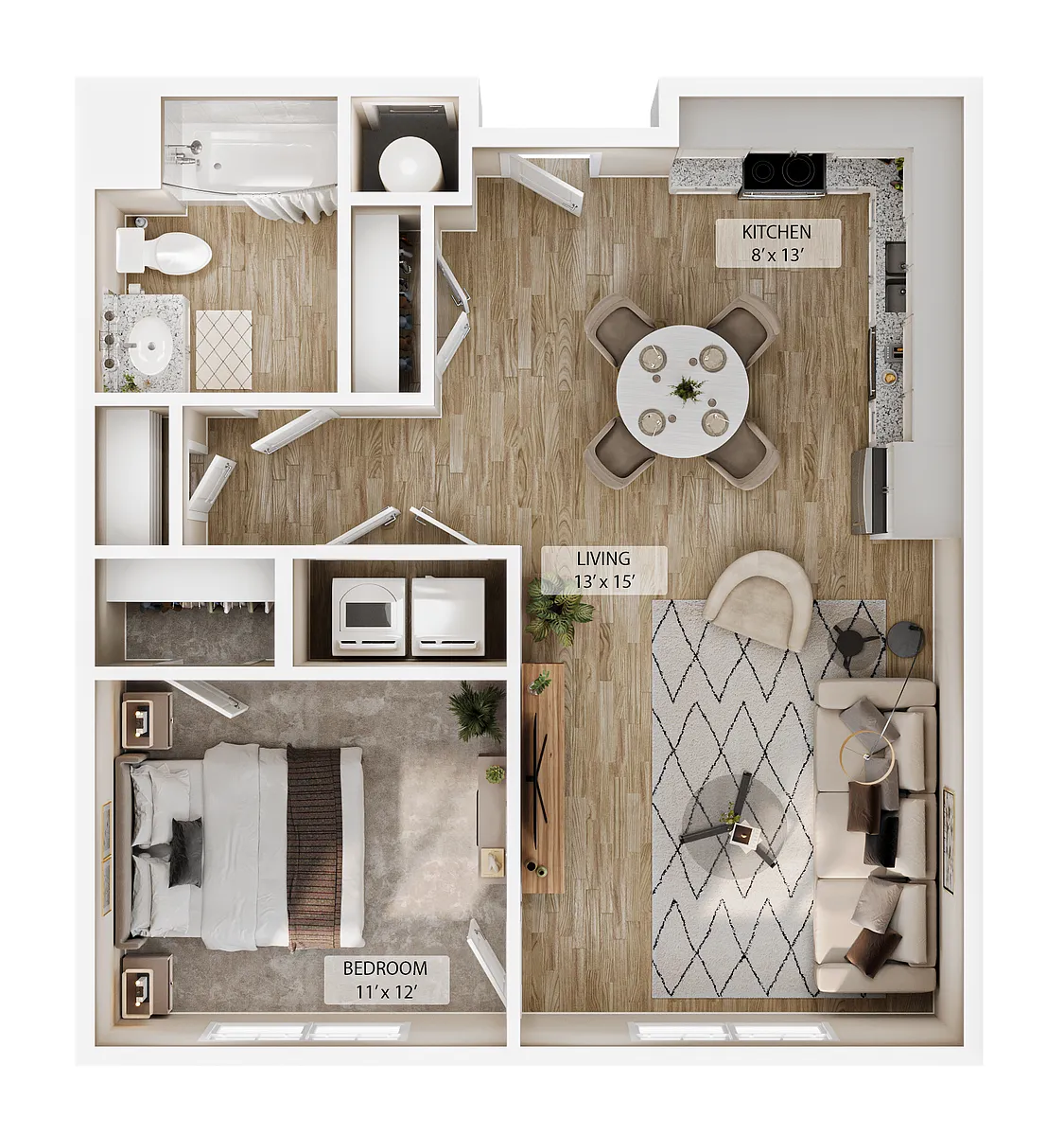 Floor plan 1BR Vale Overlook