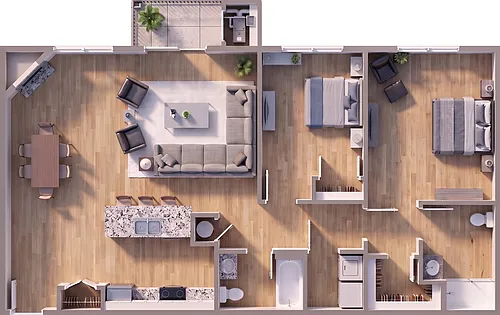 Floor plan Large 2-Bedroom Apartment