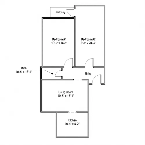 Floor plan 316 McKee- 2 Bedroom (#5 & #6) | University Common
