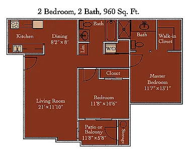 Floor plan 2BD/2BA