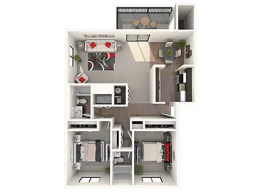 Floor plan 2 Bedroom 2 Bathroom Apartment