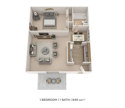 Floor plan One Bedroom- 849 sqft