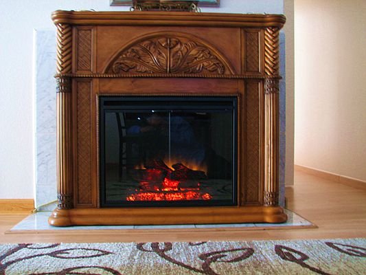 Wood Fire Place Behind