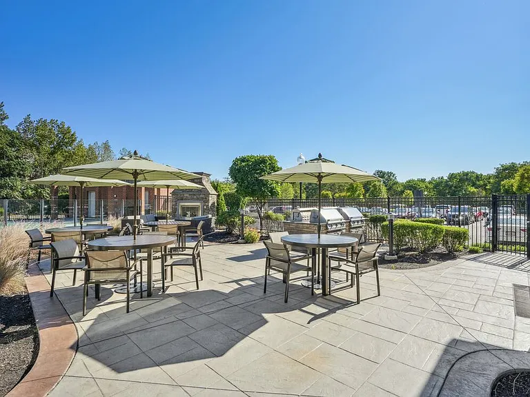 Courtyard with BBQ grills and picnic areas