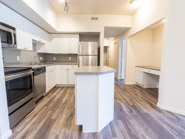 Open-concept kitchens are complete with kitchen islands