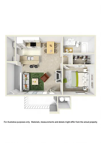 Floor plan One Bed One Bath