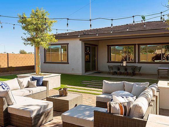 Backyard with covered patio