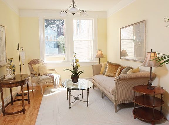 Bright living room overlooking garden