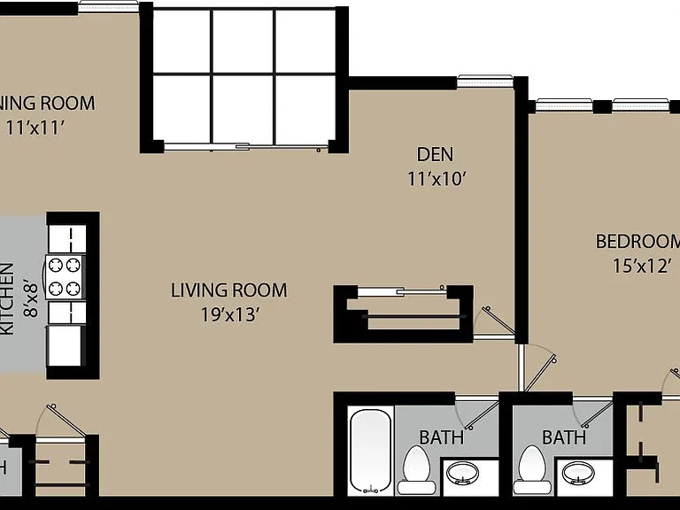 Boxwood One Bedroom w/Den Floorplan Boxwood One Bedroom w/Den Floorplan