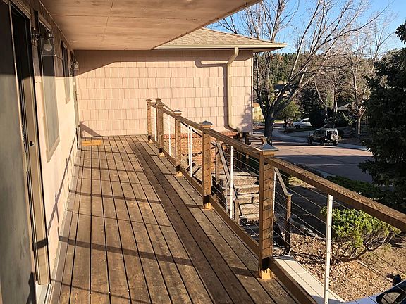 Front facing patio area facing Pike's Peak