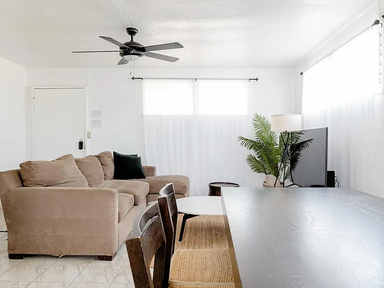 Gather around your cozy living room equipped with high powered air conditioning.