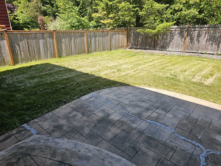 Big backyard with raised bed