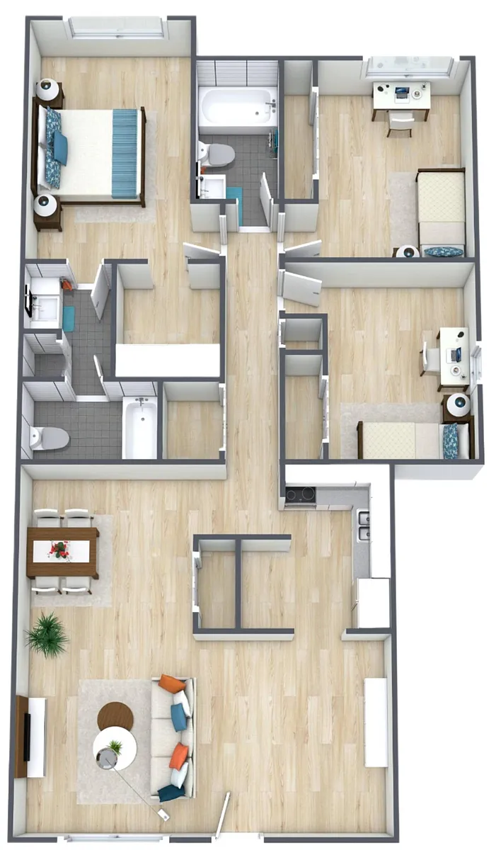 Floor plan 3BR - 2BTH