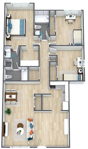 Floor plan 3BR - 2BTH