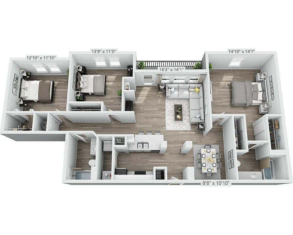 Floor plan Three Bedroom C2A