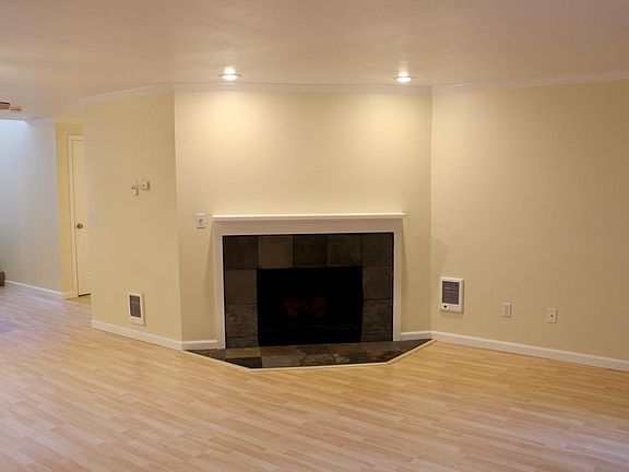 Fireplace in living room.