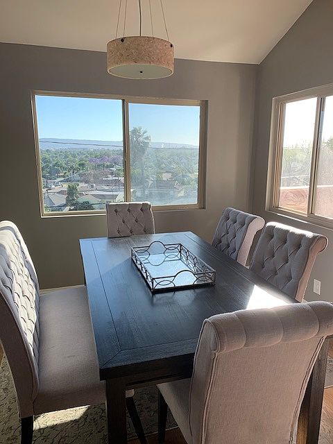 Dining room with city views