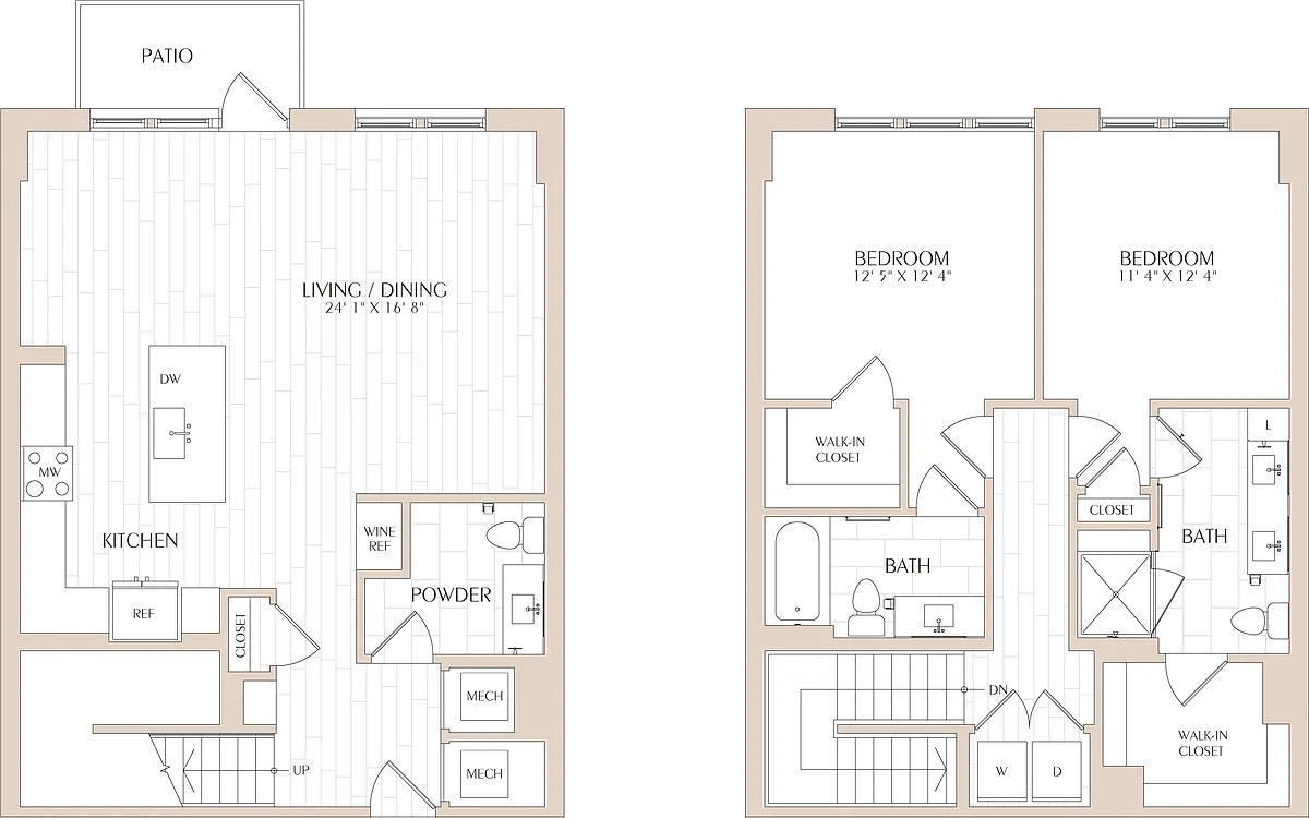 Floor plan 2 Bed/2.5 Bath TH-B09