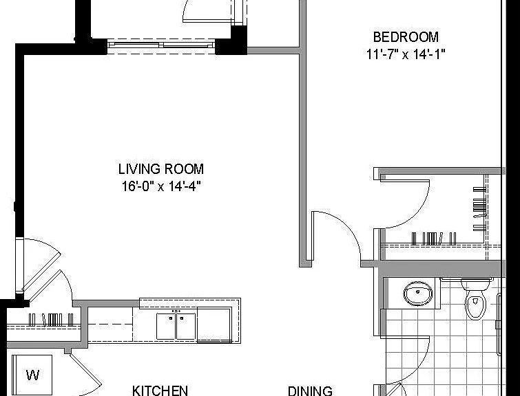 A1-1x1 floor plan Highland Ridge