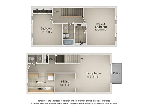 Floor plan 2 BR townhouse