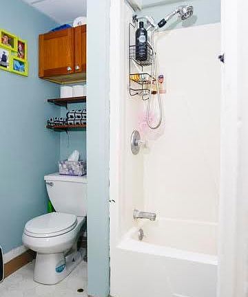 View of bath from east bedroom.