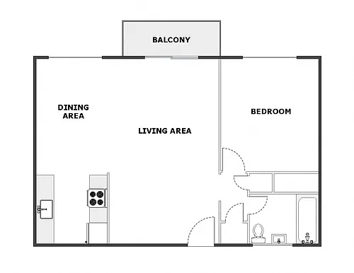 Floor plan 1 Bed / 1 Bath: Type H