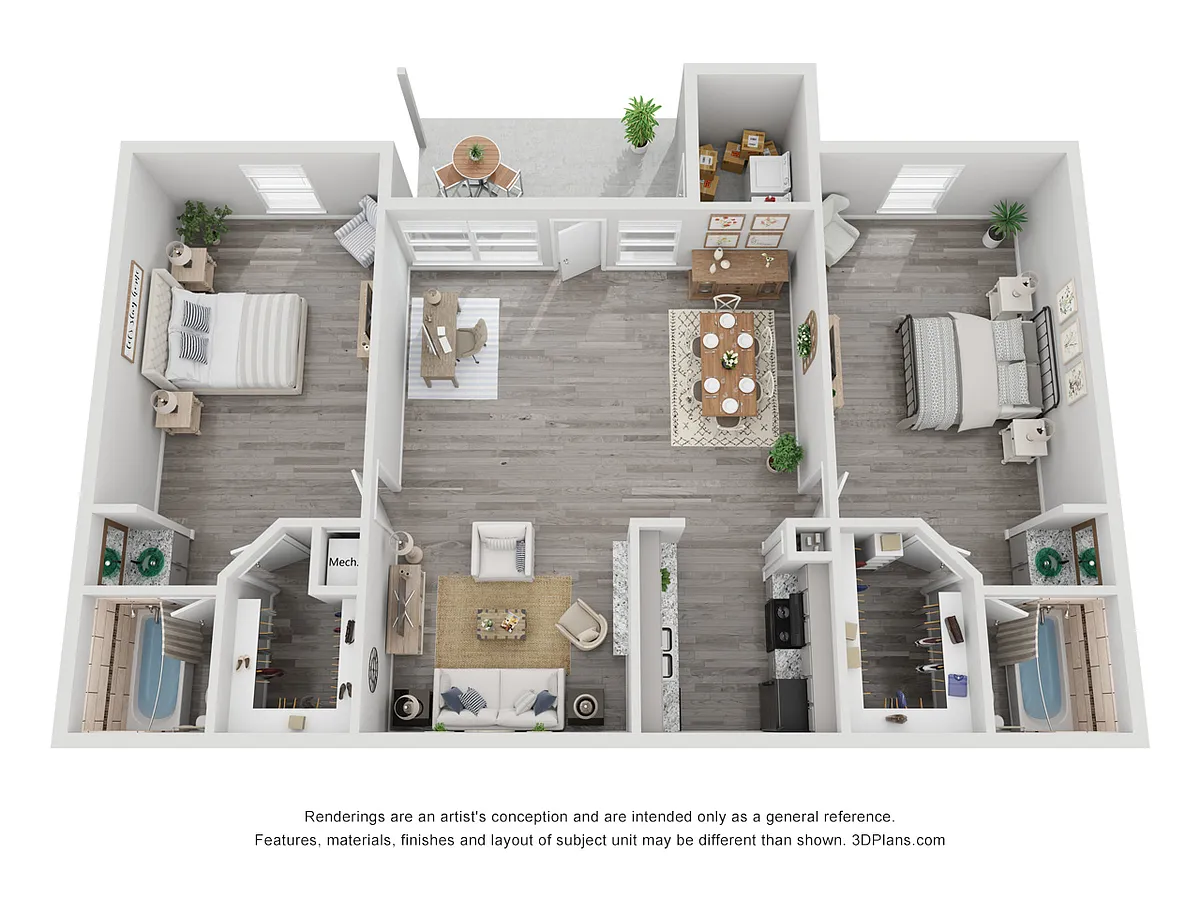 Floor plan 2x2A Renovated 975 sq ft