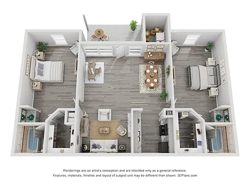Floor plan 2x2A Renovated 975 sq ft