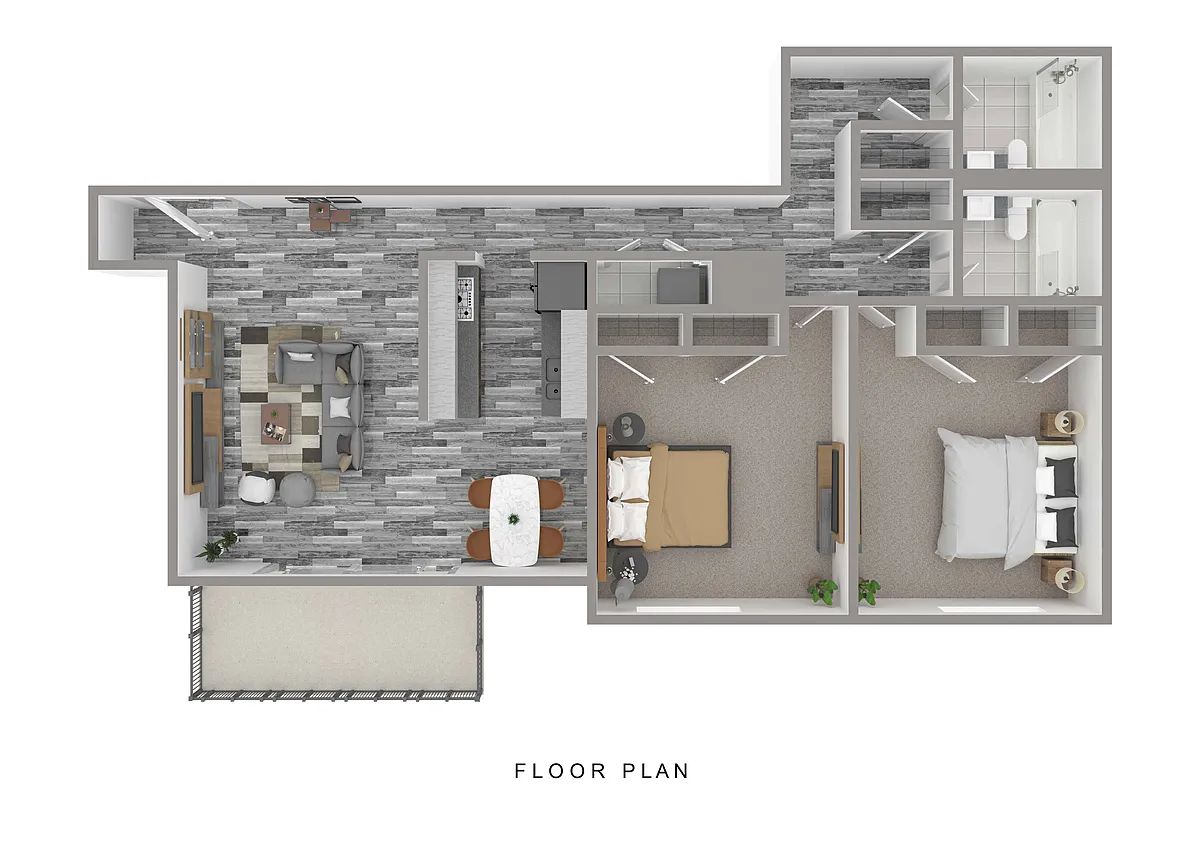 Floor plan Two Bedroom, Two Bath (Renovated)