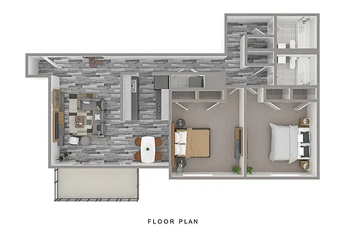 Floor plan Two Bedroom, Two Bath (Renovated)