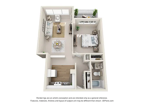 Floor plan 1-Bedroom 1-Bathroom | 637 sqft