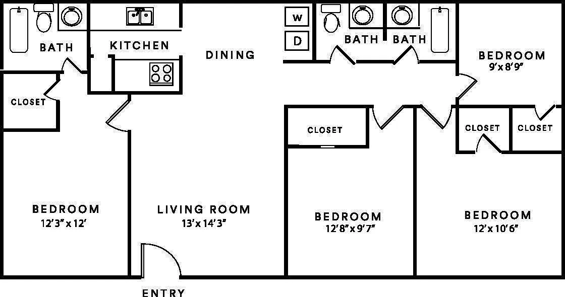 Floor plan 4 Bedroom 2 Bath