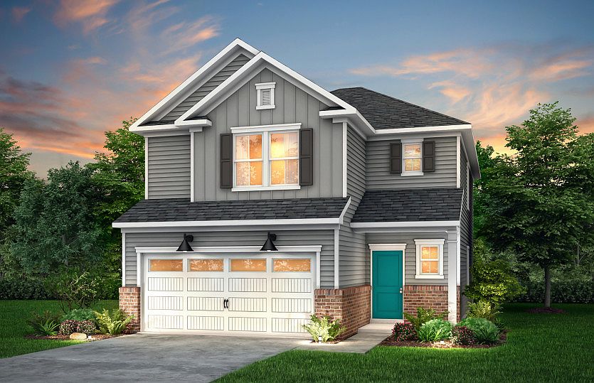 Harris Exterior LC2G features siding, brick accents, covered front porch and 2 car garage