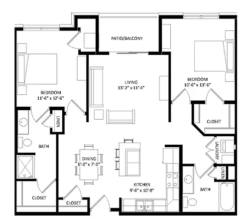 Floor plan 2 Bedroom F