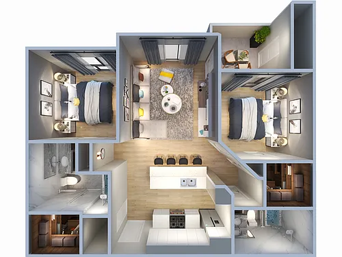 Floor plan B1 2X2 950