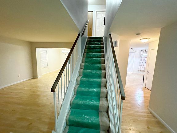 NOTE: Stairs are covered in plastic to protect the carpet.